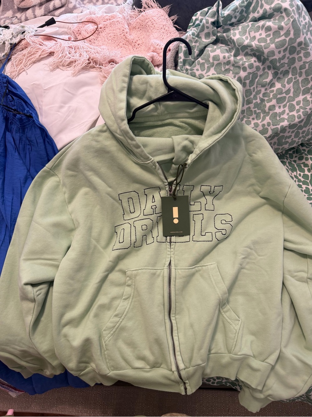 Daily Drills Mint Green Kids Zip-Up Hoodie